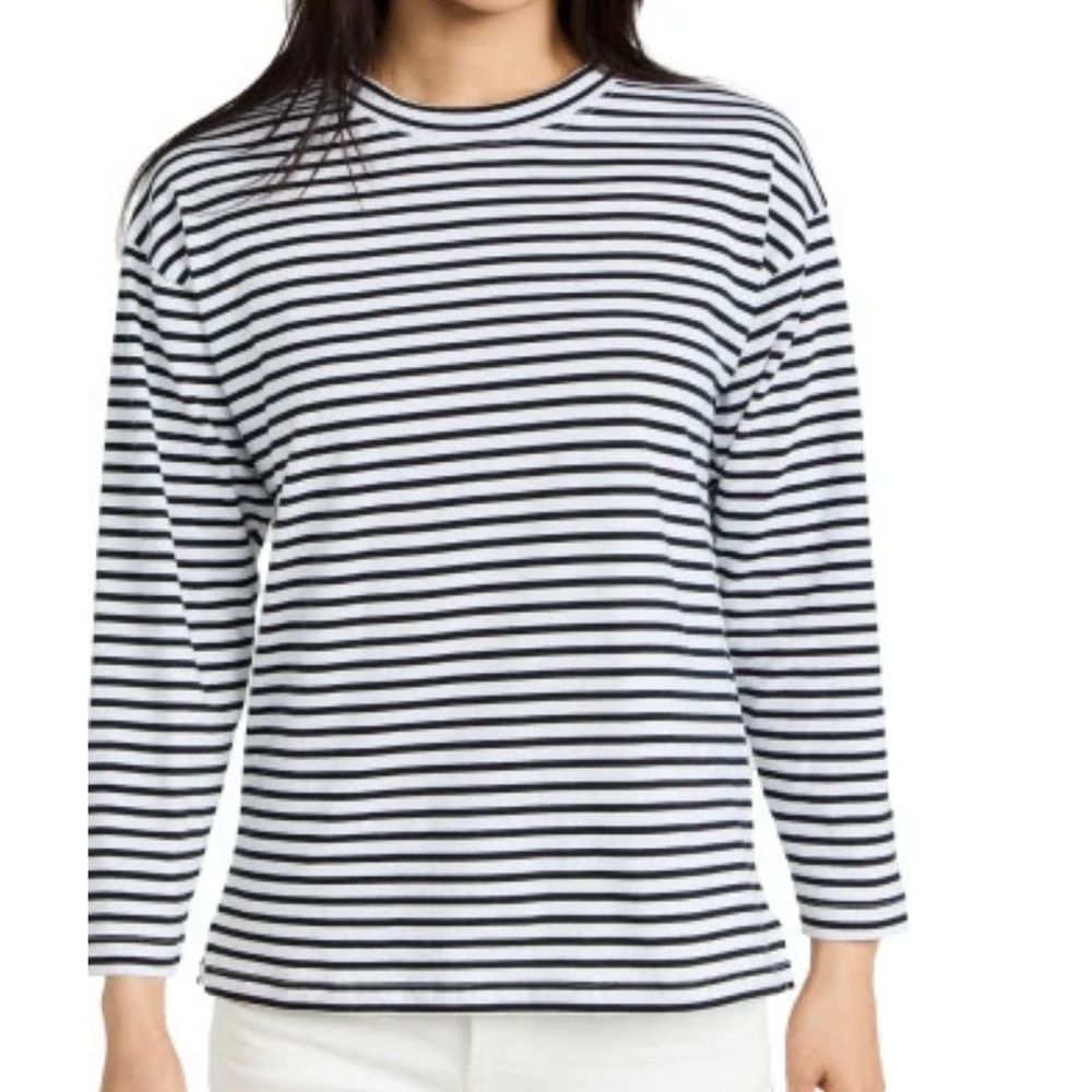AYR White and Black Boxy 3/4 Sleeve Tee